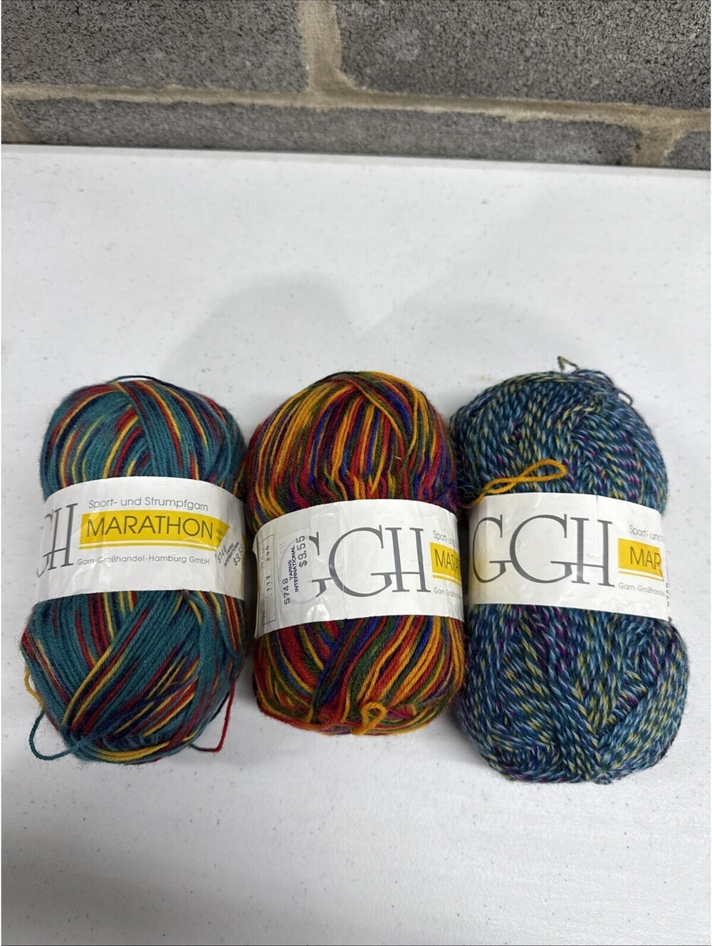 GGH Marathon Virgin Wool/Nylon Yarn Multi Color 3 Skein Lot